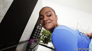 The girl is shadowing her colleague and masturbating at work