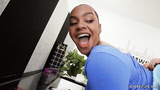 The girl is shadowing her colleague and masturbating at work
