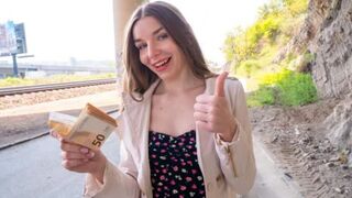A shy girl agreed to have sex with me for money outdoors