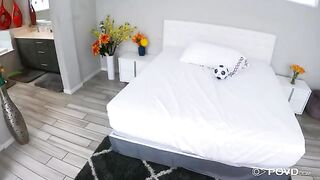 Horny coach fucks blonde babe and cum in her pussy