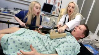 A blonde is having fun with a doctor in the hospital