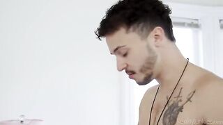 A hot nympho makes a blowjob at her home