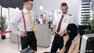 A hot bank robbery with sloppy pussy fucking and stockings