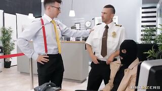 A hot bank robbery with sloppy pussy fucking and stockings