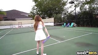 The cute girl has a tennis lesson and fucks with the coach