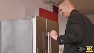 The guy finished on the tits of the Milkshot girl