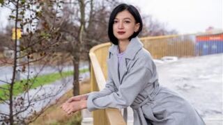 Little Russian brunette picked up by a guy right on the street