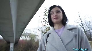 Little Russian brunette picked up by a guy right on the street