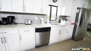 A maid is doing cleaning in full nakedness