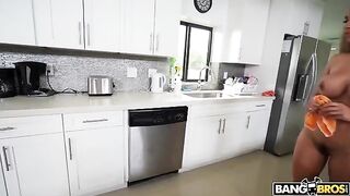 A maid is doing cleaning in full nakedness