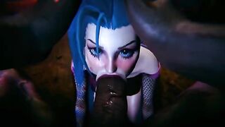 Jinx and Vi get their cunts railed by a BBC in a 3D scene