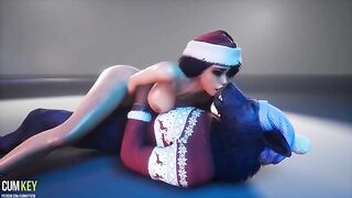 Busty beauty fucked by a wild werewolf in this 3D holiday scene
