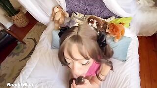 Teen brunette slut begs for cock and facial with her queefing pussy