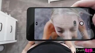 Stepbrother is surprised when he sees that his stepsister’s tits have grown