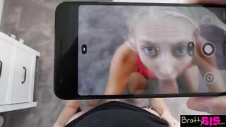 Stepbrother is surprised when he sees that his stepsister’s tits have grown