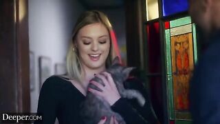A uniformed man turns the head of a gorgeous blonde