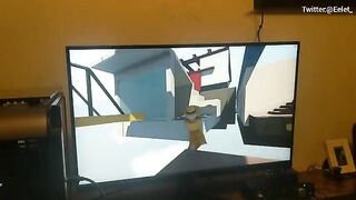A cute challenge where a girl plays video games and wets the guy’s dick