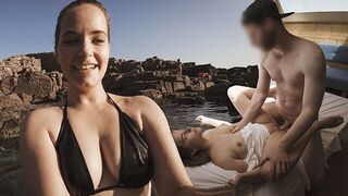 A young German couple is on vacation in Sardinia and fucks on the beach