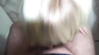 A red-haired Russian makes a blowjob at her home
