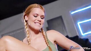 Red-haired beauties fuck in a sports pose 69