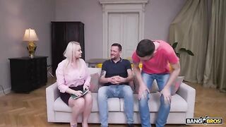 Two men are not enough for this hot blonde beauty