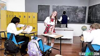 A girl took an exam with a teacher and she succeeded thanks to him