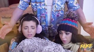Their sweet pussies get wet and wild in a threesome