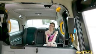 A cute girl is having fun with a guy in the car, screaming