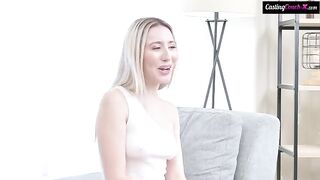 The girl was fucked hard in her pussy during a rough casting session