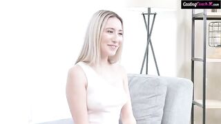 The girl was fucked hard in her pussy during a rough casting session