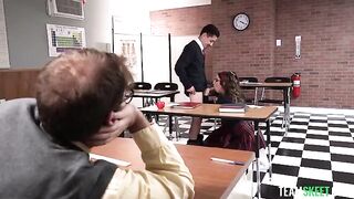 The student did not study, but had sex with his teacher on the table