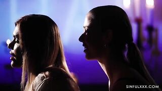 Romantic sex with a guy and two pretty girls