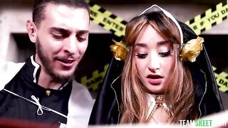 A cute girl was fucked on all saints' day in a steamy cosplay scene