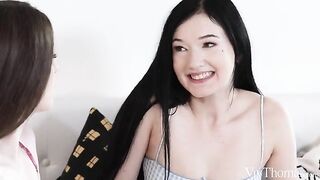 Appetizing girls carefully fuck each other in the ass with a toy, showcasing their skills