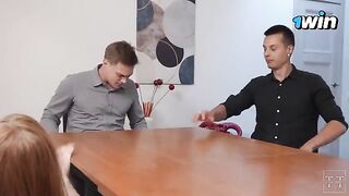 Hot secretary gets fucked by boss and his colleagues in HD