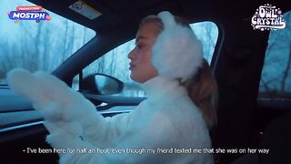 A beautiful young college girl gets fucked by a stranger in his car