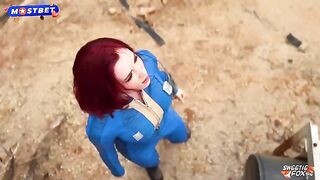 The girl is fucking in a cosplay costume