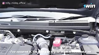 A girl got fucked by a guy in the car for not knowing how to fix it