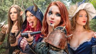 Who will this cosplay geek girl choose to fuck?