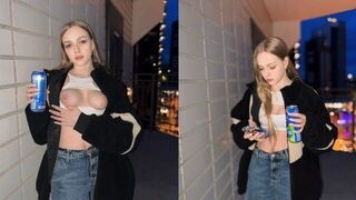 The girl showed more than her boobs for the energy drink advertisement