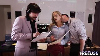A whore for every trader! A hot threesome in the office with a sexy secretary