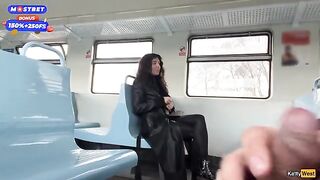 Girl blew a guy on the train and got caught for public sex