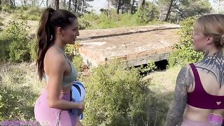 A girl took her girlfriend to the woods for a good time