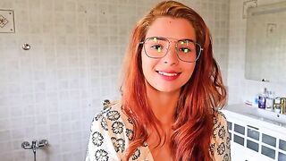 The guy licks the pussy of his client, a redhead beauty