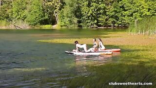 Lesbians have fun in the park, getting intimate outdoors