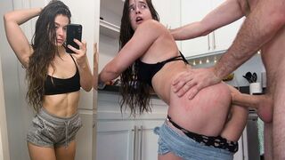 A woman experienced her first anal sex and received a lot of sperm in her ass