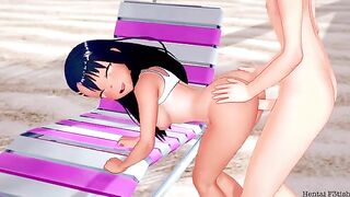 Hentai Beach Blowjob and Creampie with Nagatoro, an anime star!