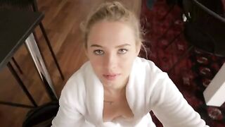 A guy came on his step sister's tits and she liked it very much