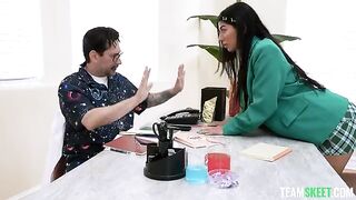 Getting special treatment from a kinky brunette