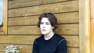 A joint was smoked by a Russian brunette in a funny vlog